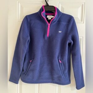 Vineyard Vines Women’s XS Sherpa Fleece 1/4 Zip Pullover Blue Pink Whale‎ Preppy